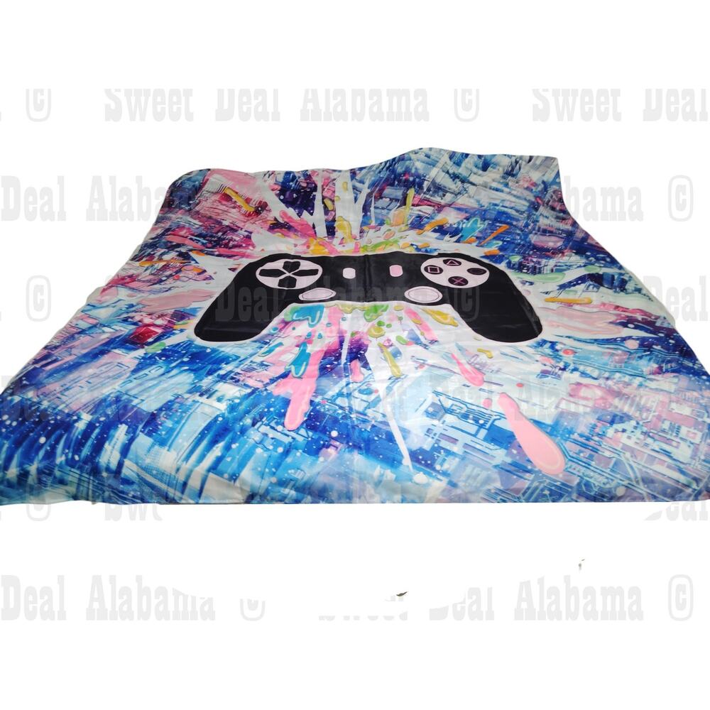 Child's Gaming Themed w/ Controller Graphics Fabric Shower Curtain 70"W x 71"H